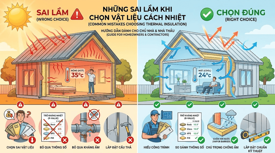 Sai lầm khi chọn vật liệu cách nhiệt