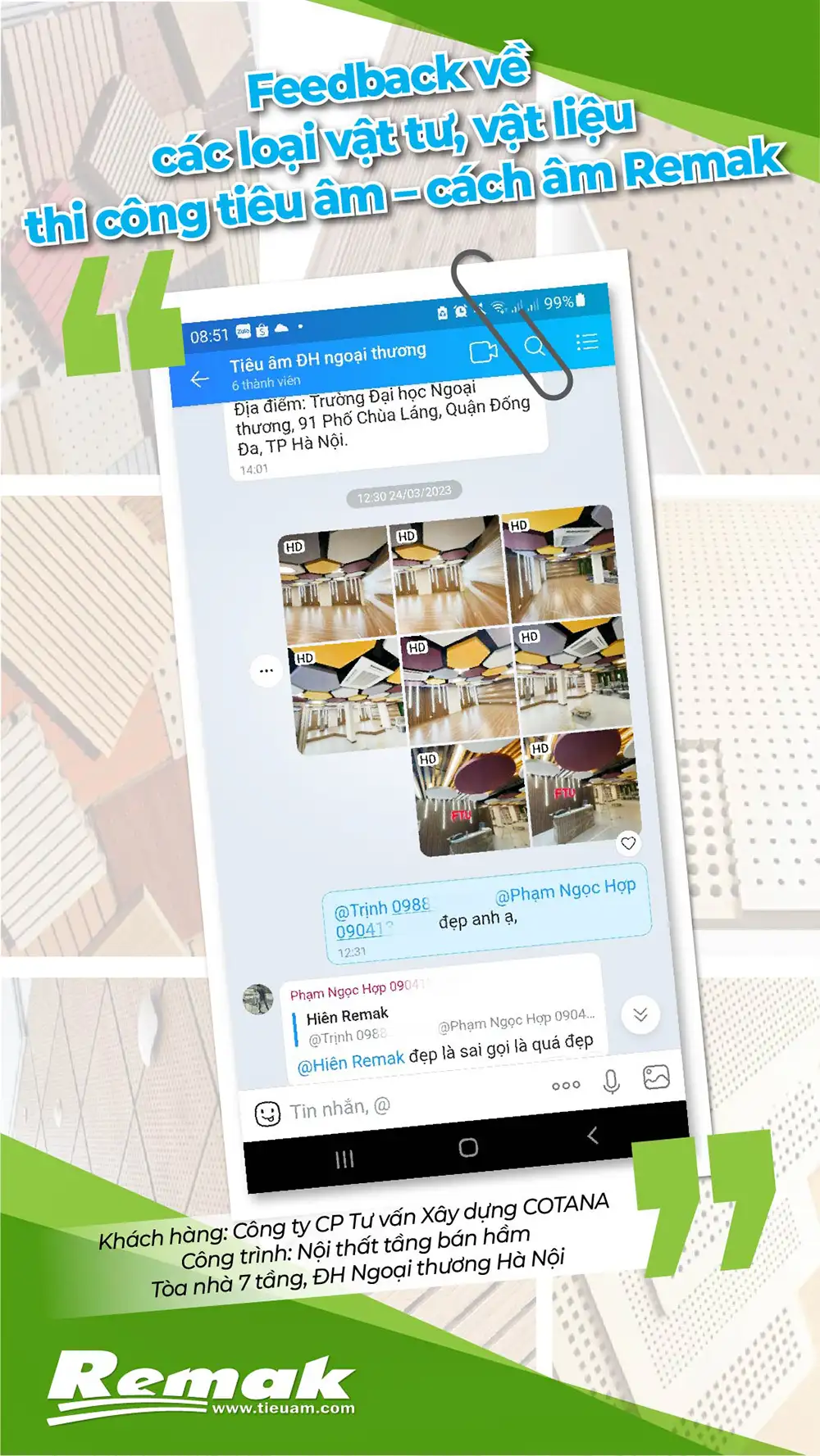 Remak® Acoustics Flexible Wood – giải pháp tiêu âm tại Đại học Ngoại thương Hà Nội Remak® Acoustics Flexible Wood – giải pháp tiêu âm tại Đại học Ngoại thương Hà Nội